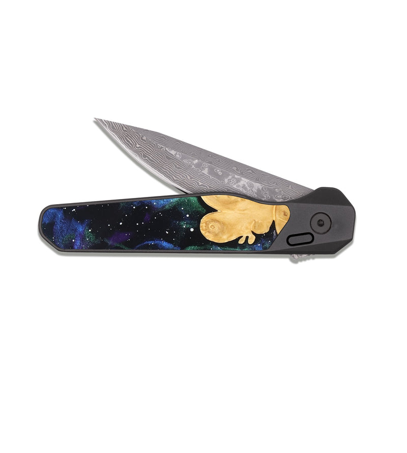 EDC Dark Damascus Wood Pocket Knife - Josue (Cosmos, 820082)