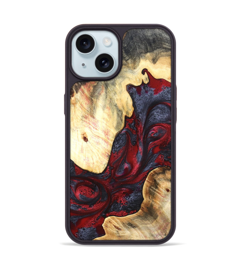 iPhone 15 Wood Phone Case - Dereck (Red, 820085)