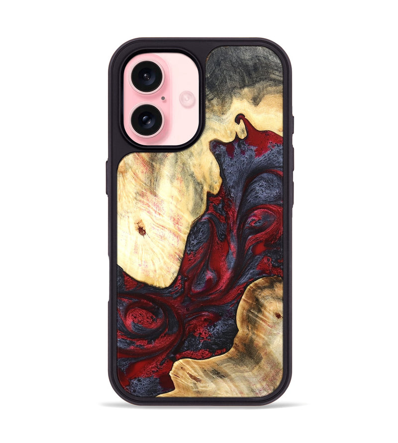 iPhone 16 Wood Phone Case - Dereck (Red, 820085)