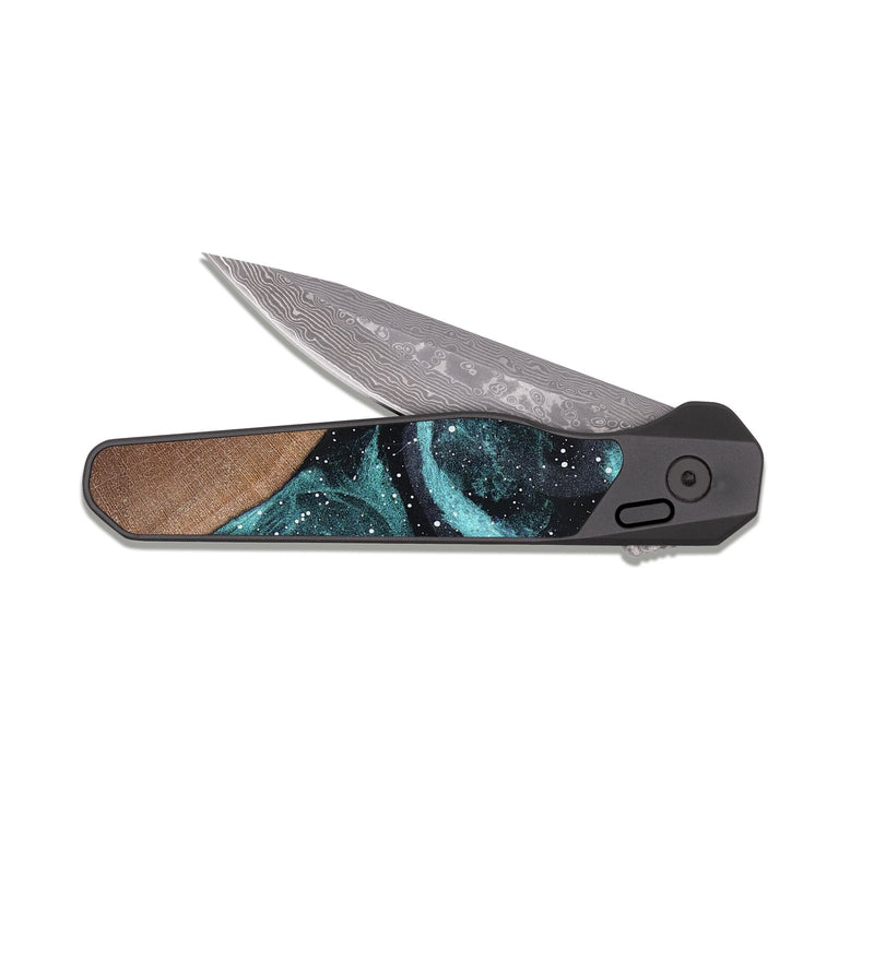 EDC Dark Damascus Wood Pocket Knife - Valorie (Cosmos, 820089)