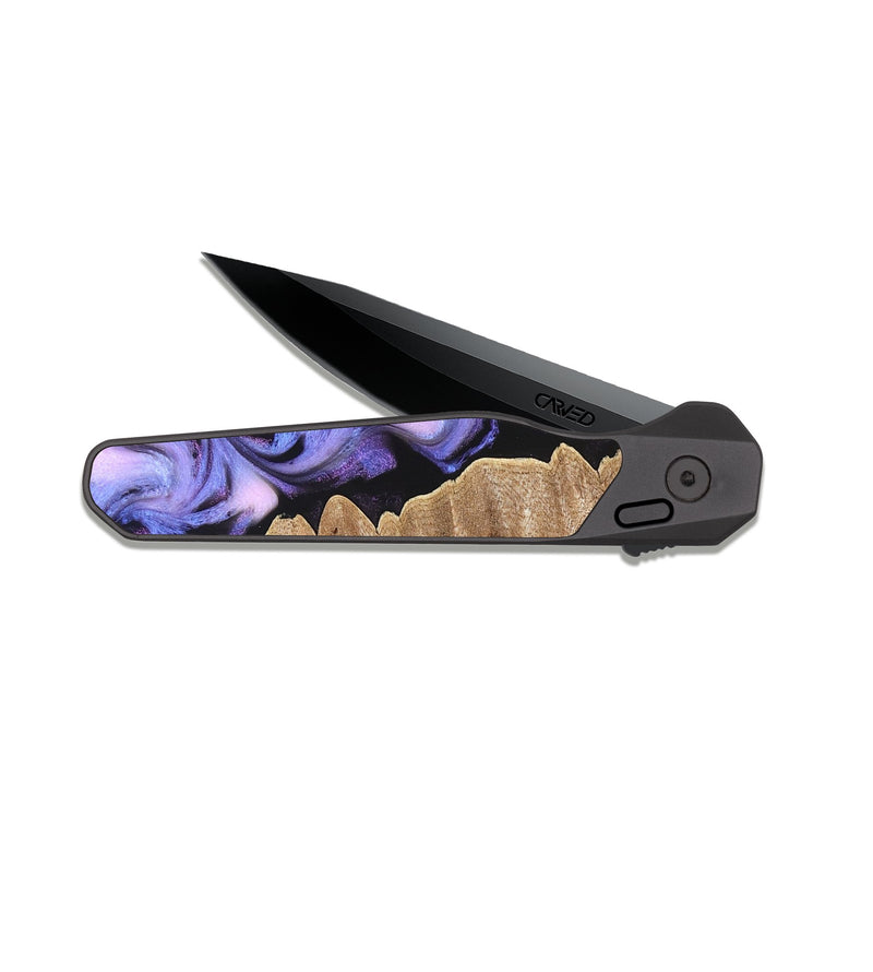 EDC Dark Slate Wood Pocket Knife - Katlin (Purple, 820102)