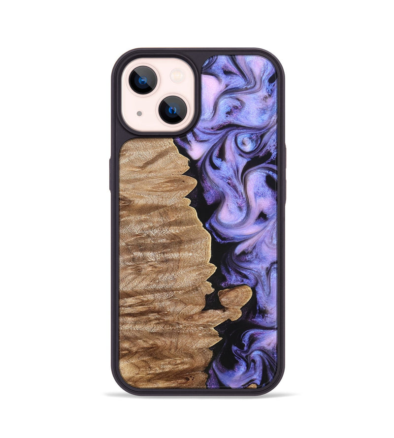 iPhone 14 Wood Phone Case - Katlin (Purple, 820102)