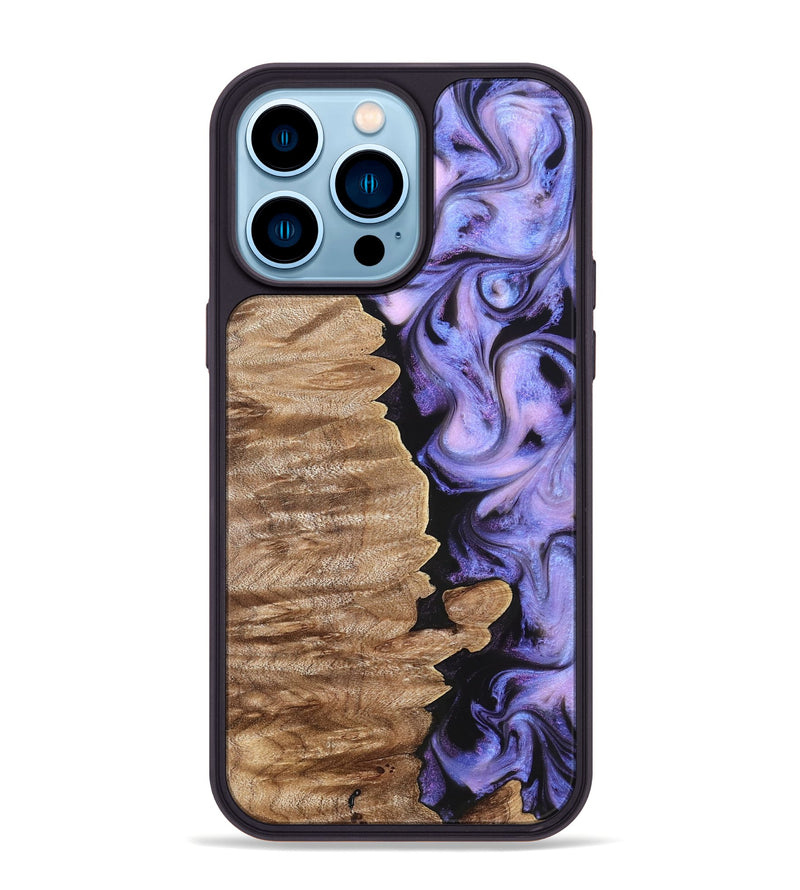 iPhone 14 Pro Max Wood Phone Case - Katlin (Purple, 820102)
