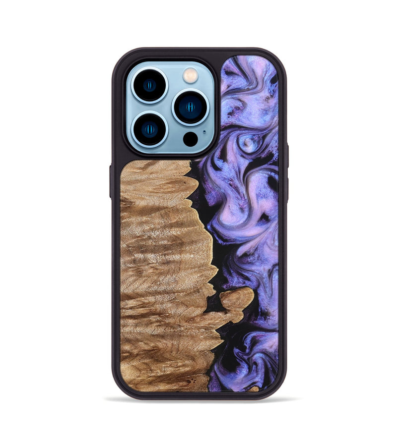 iPhone 14 Pro Wood Phone Case - Katlin (Purple, 820102)