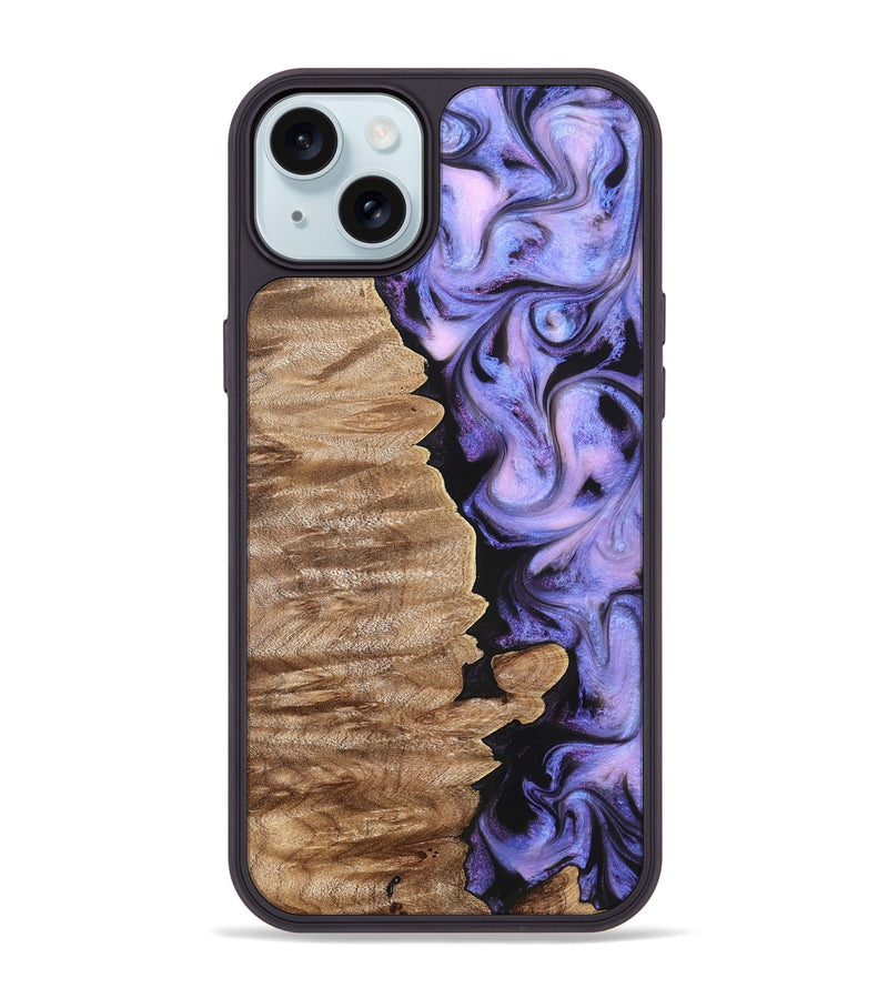 iPhone 15 Plus Wood Phone Case - Katlin (Purple, 820102)