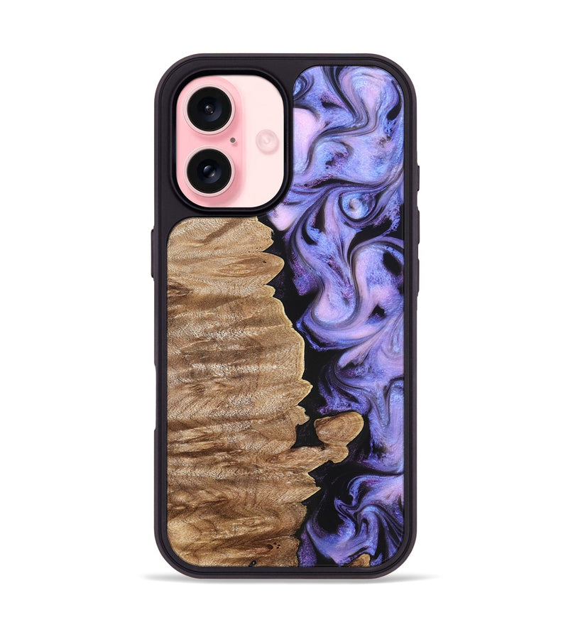 iPhone 16 Wood Phone Case - Katlin (Purple, 820102)