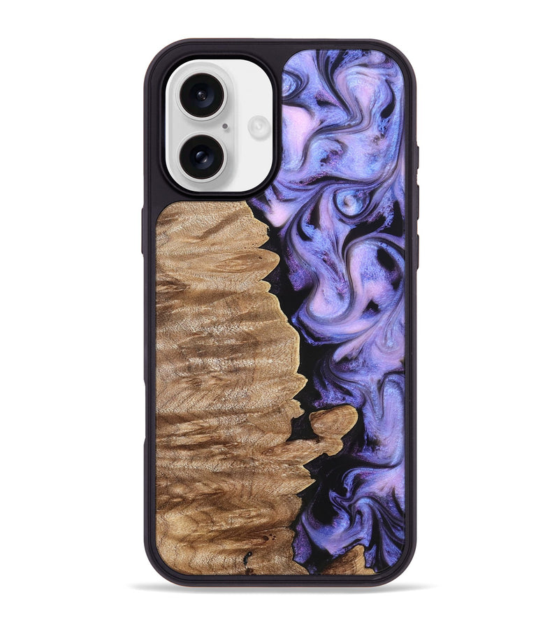 iPhone 16 Plus Wood Phone Case - Katlin (Purple, 820102)