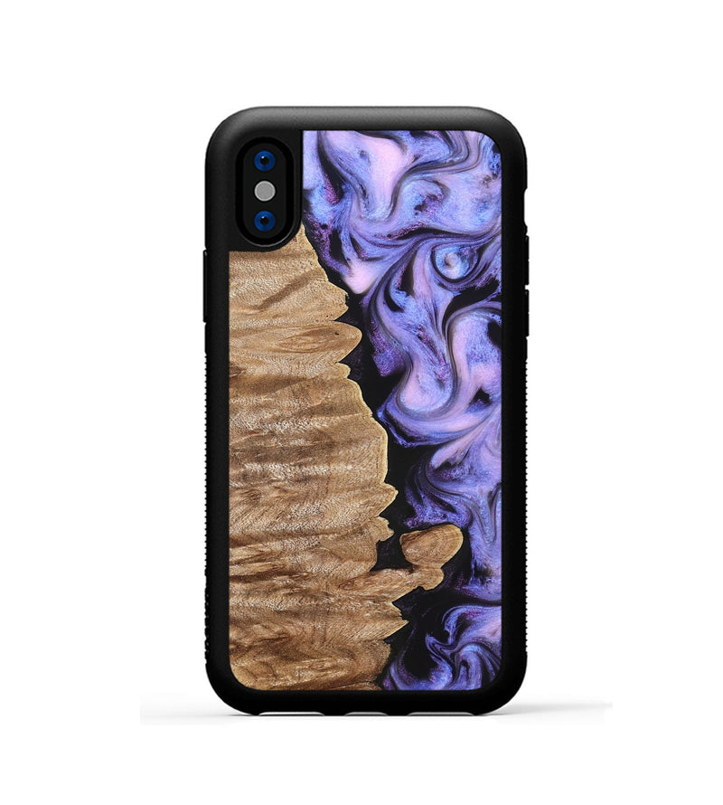 iPhone Xs Wood Phone Case - Katlin (Purple, 820102)
