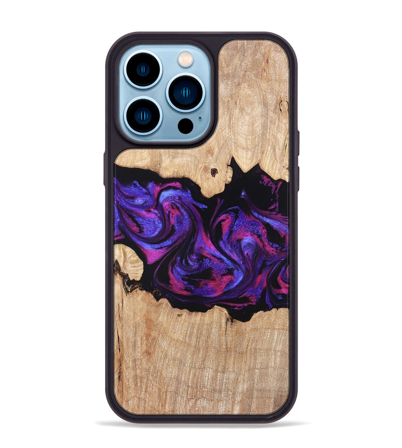 iPhone 14 Pro Max Wood Phone Case - Stormy (Purple, 820107)