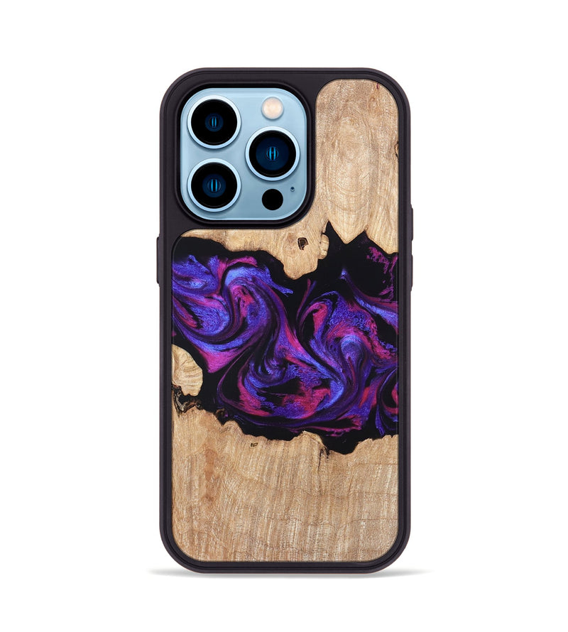iPhone 14 Pro Wood Phone Case - Stormy (Purple, 820107)