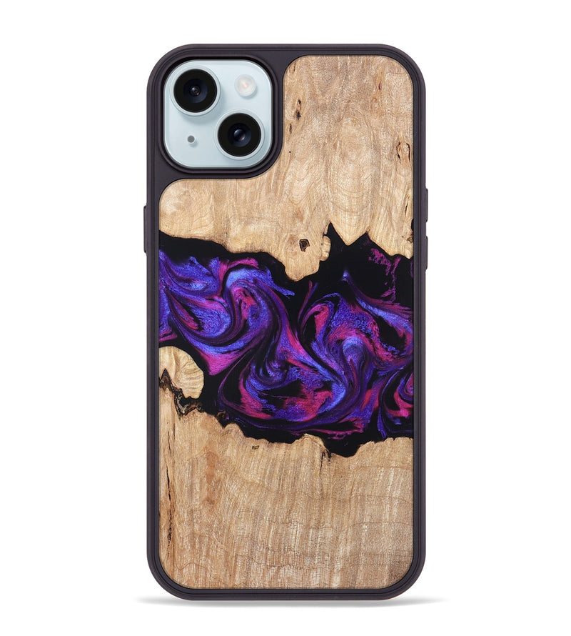 iPhone 15 Plus Wood Phone Case - Stormy (Purple, 820107)