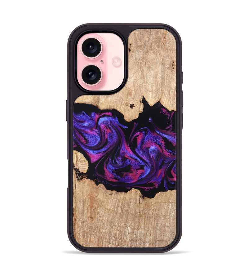 iPhone 16 Wood Phone Case - Stormy (Purple, 820107)
