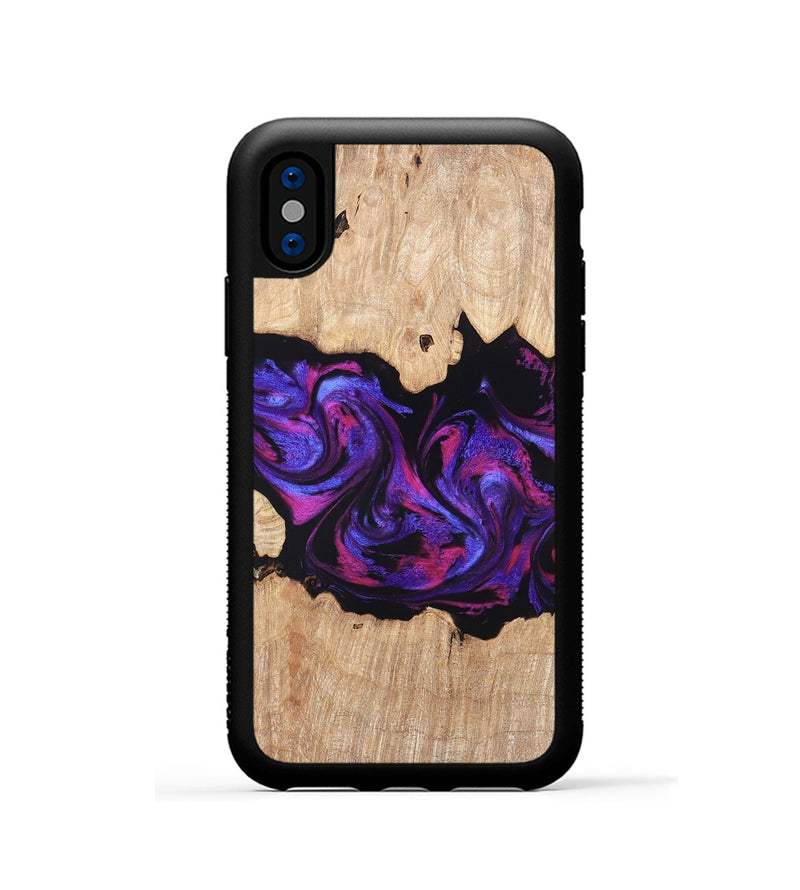 iPhone Xs Wood Phone Case - Stormy (Purple, 820107)