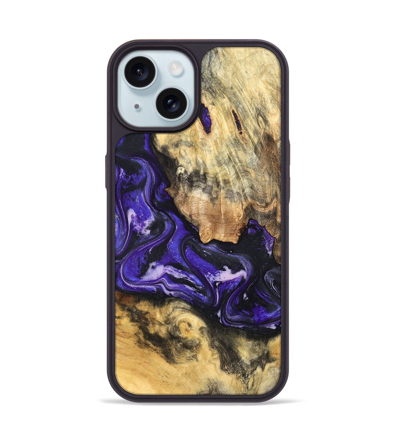 iPhone 15 Wood Phone Case - Louis (Purple, 820109)