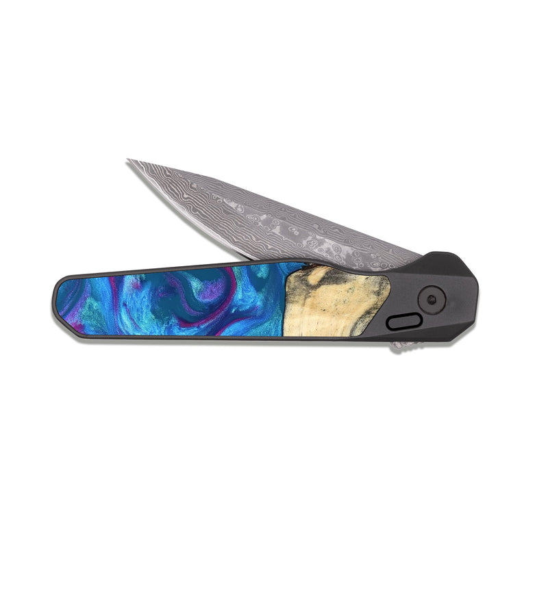 EDC Dark Damascus Wood Pocket Knife - Vikki (Purple, 820111)