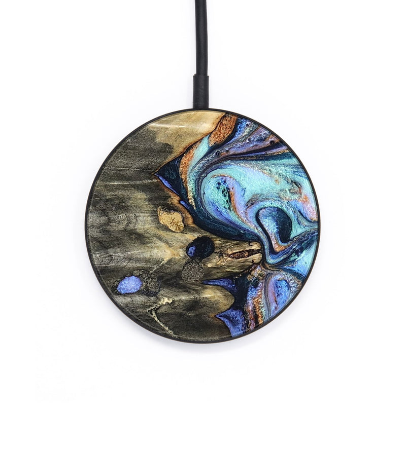 Circle Wood Wireless Charger - Darrin (Teal & Gold, 820114)