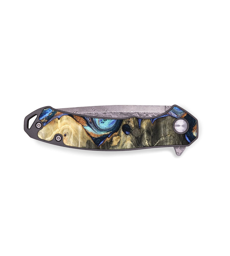 EDC Wood Pocket Knife - Darrin (Teal & Gold, 820114)