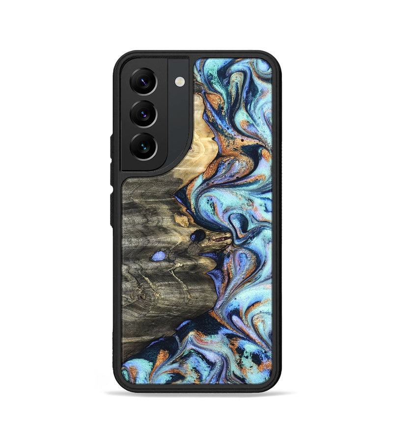 Galaxy S22 Wood Phone Case - Darrin (Teal & Gold, 820114)