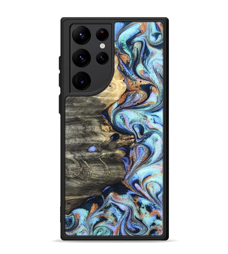 Galaxy S22 Ultra Wood Phone Case - Darrin (Teal & Gold, 820114)