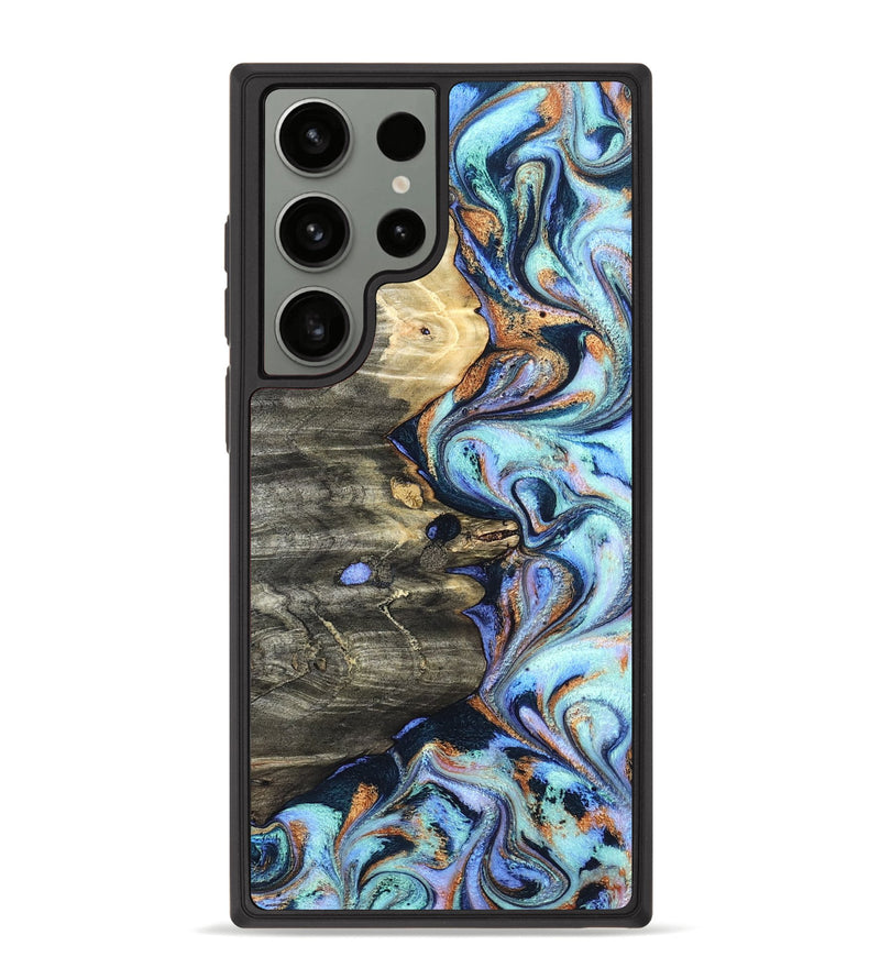 Galaxy S23 Ultra Wood Phone Case - Darrin (Teal & Gold, 820114)