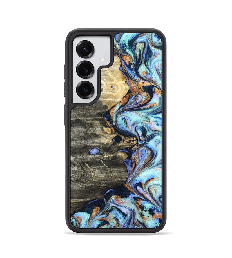 Galaxy S25 Wood Phone Case - Darrin (Teal & Gold, 820114)