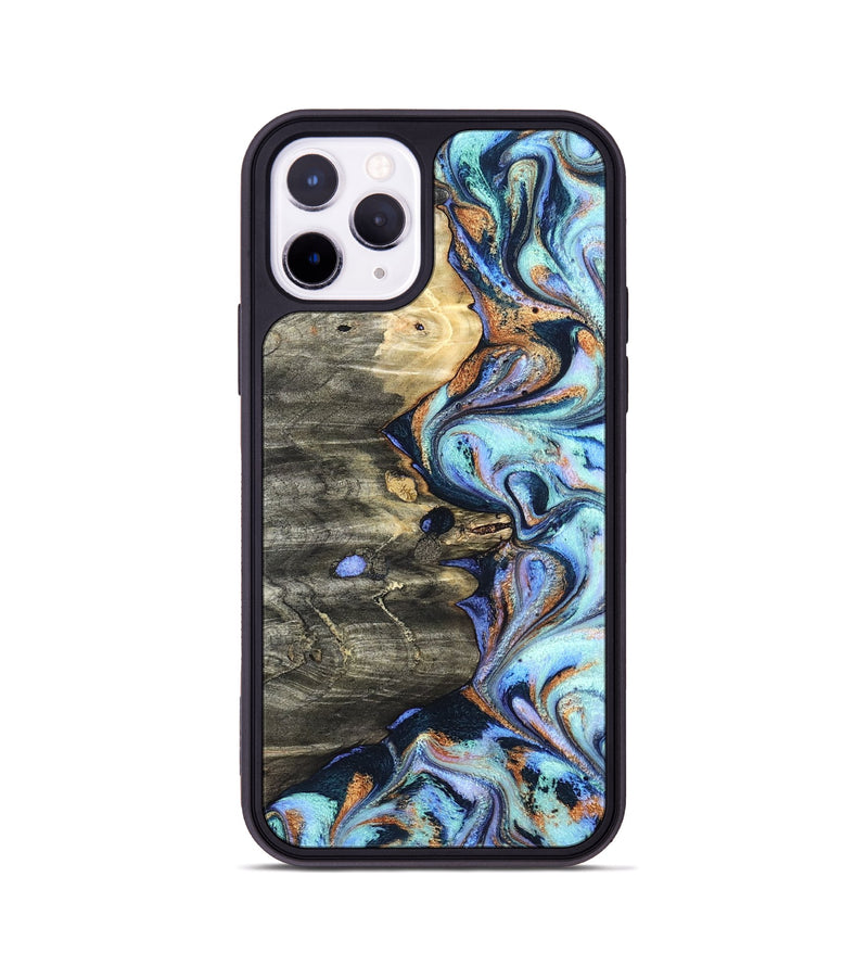 iPhone 11 Pro Wood Phone Case - Darrin (Teal & Gold, 820114)