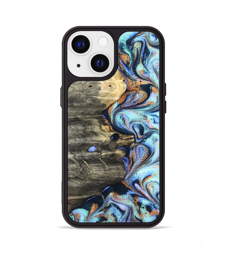 iPhone 13 Wood Phone Case - Darrin (Teal & Gold, 820114)