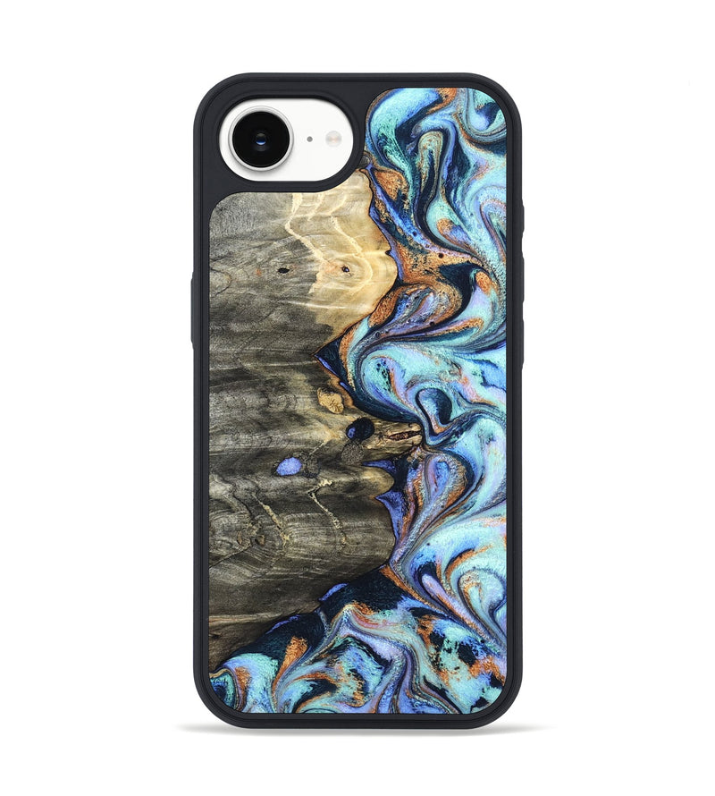 iPhone 16e Wood Phone Case - Darrin (Teal & Gold, 820114)