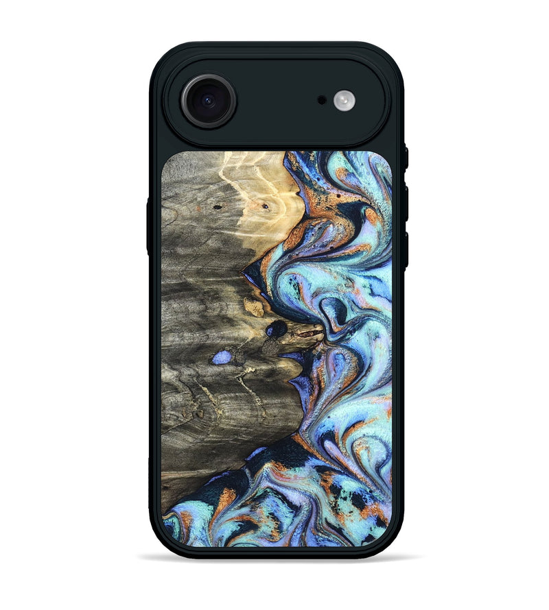 iPhone 17 Air Wood Phone Case - Darrin (Teal & Gold, 820114)