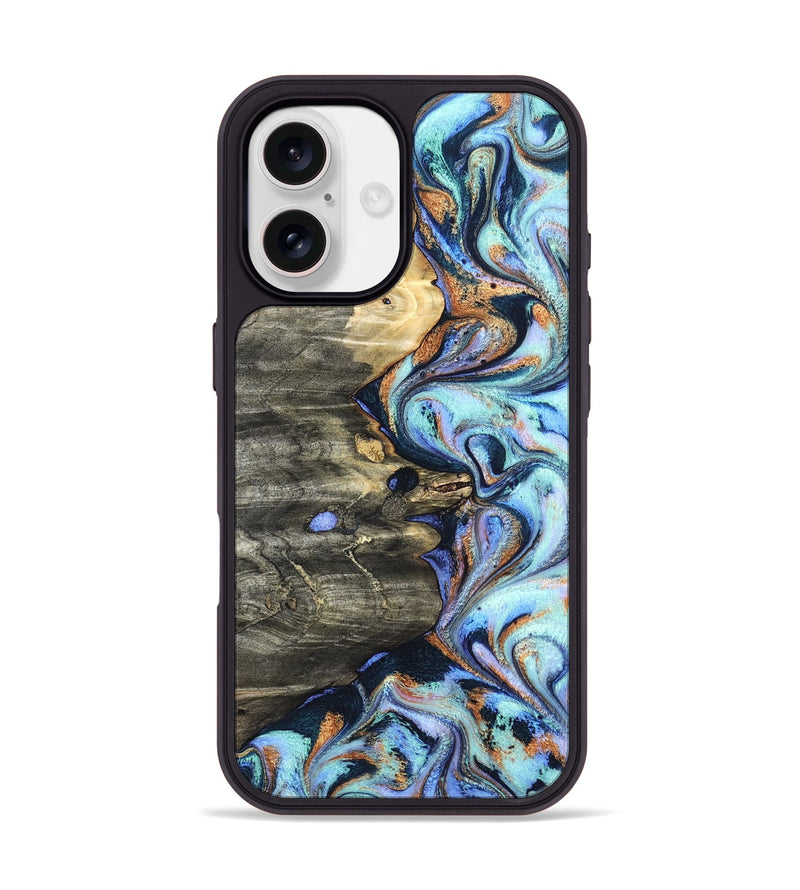 iPhone 17 Wood Phone Case - Darrin (Teal & Gold, 820114)