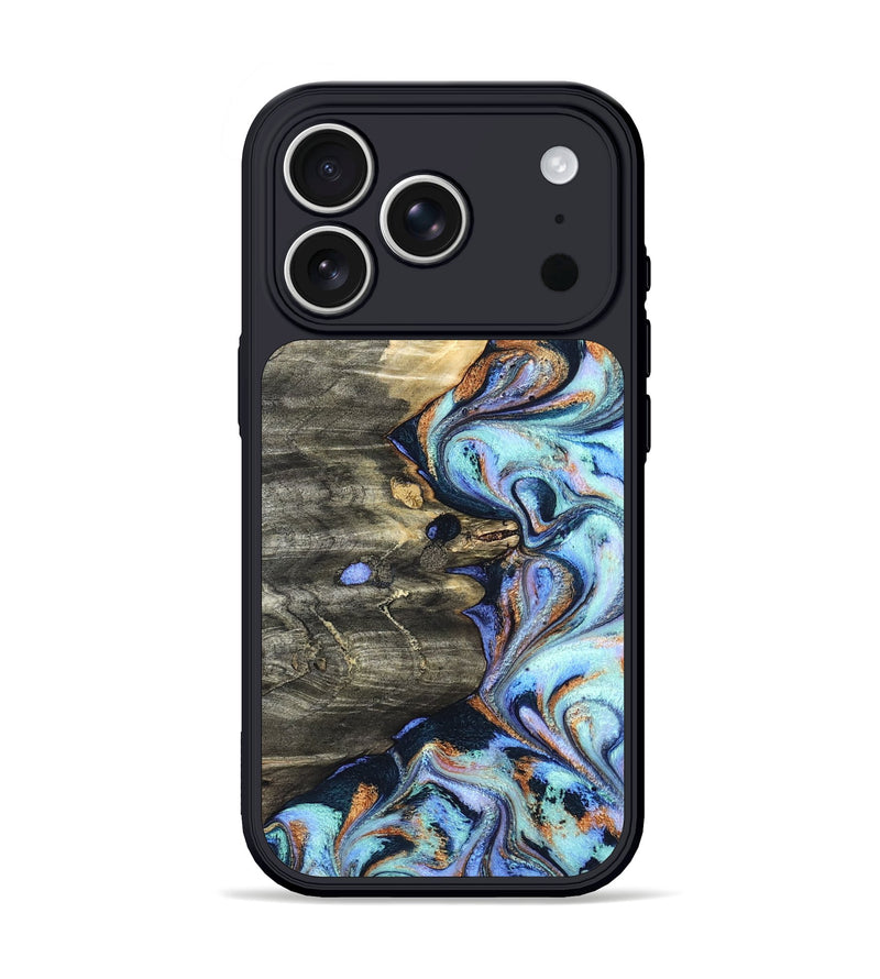 iPhone 17 Pro Wood Phone Case - Darrin (Teal & Gold, 820114)