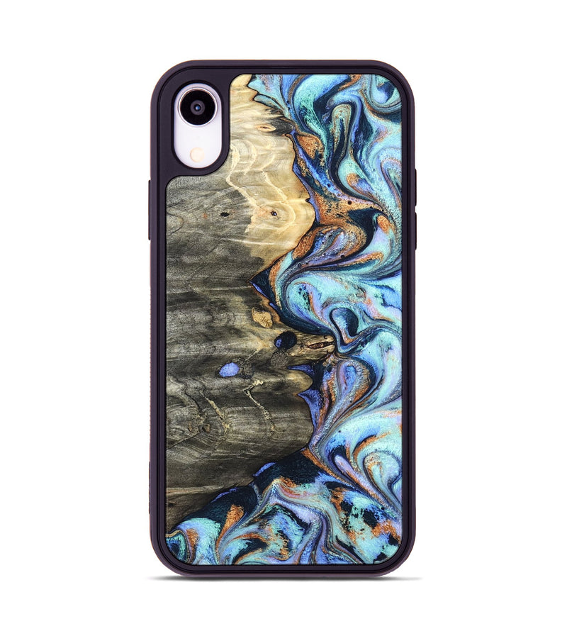 iPhone Xr Wood Phone Case - Darrin (Teal & Gold, 820114)
