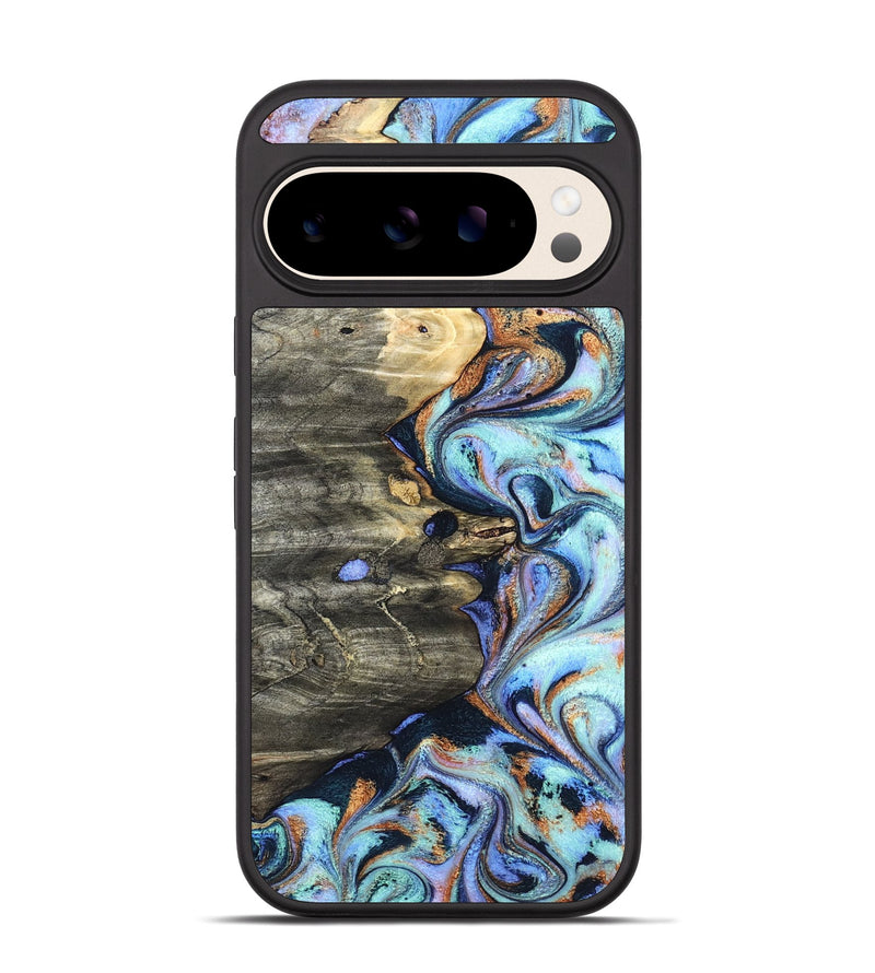 Pixel 10 Pro Wood Phone Case - Darrin (Teal & Gold, 820114)