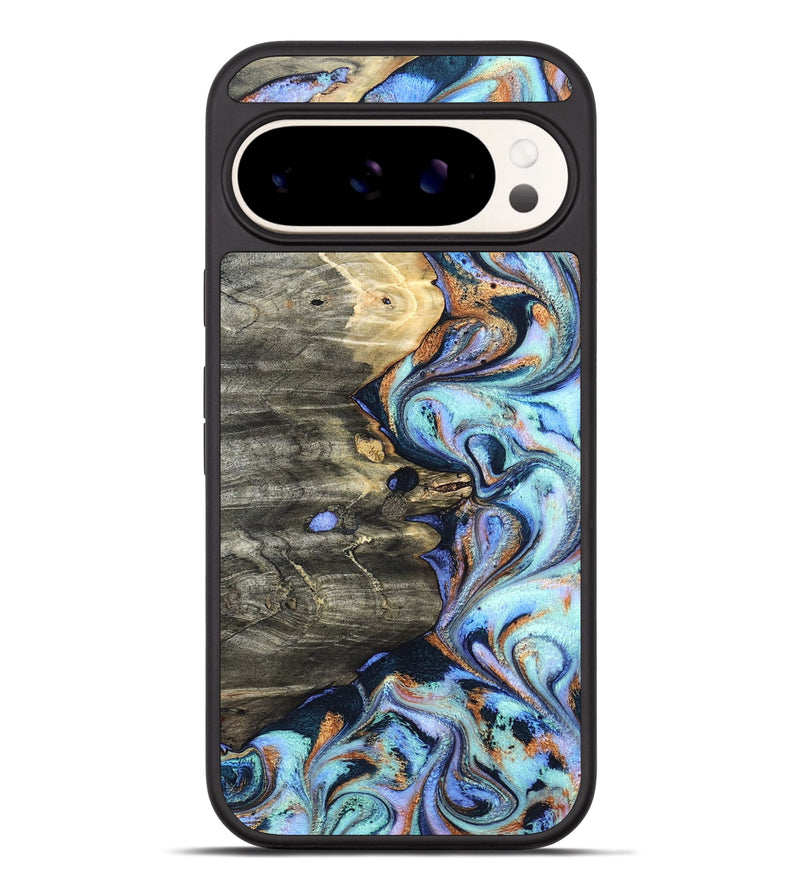 Pixel 9 Pro XL Wood Phone Case - Darrin (Teal & Gold, 820114)