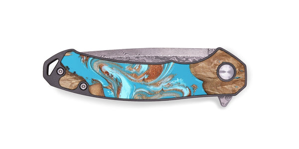 EDC Wood Pocket Knife - Angelo (Teal & Gold, 820115)