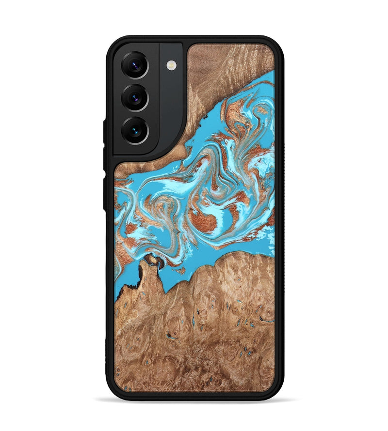 Galaxy S22 Plus Wood Phone Case - Angelo (Teal & Gold, 820115)