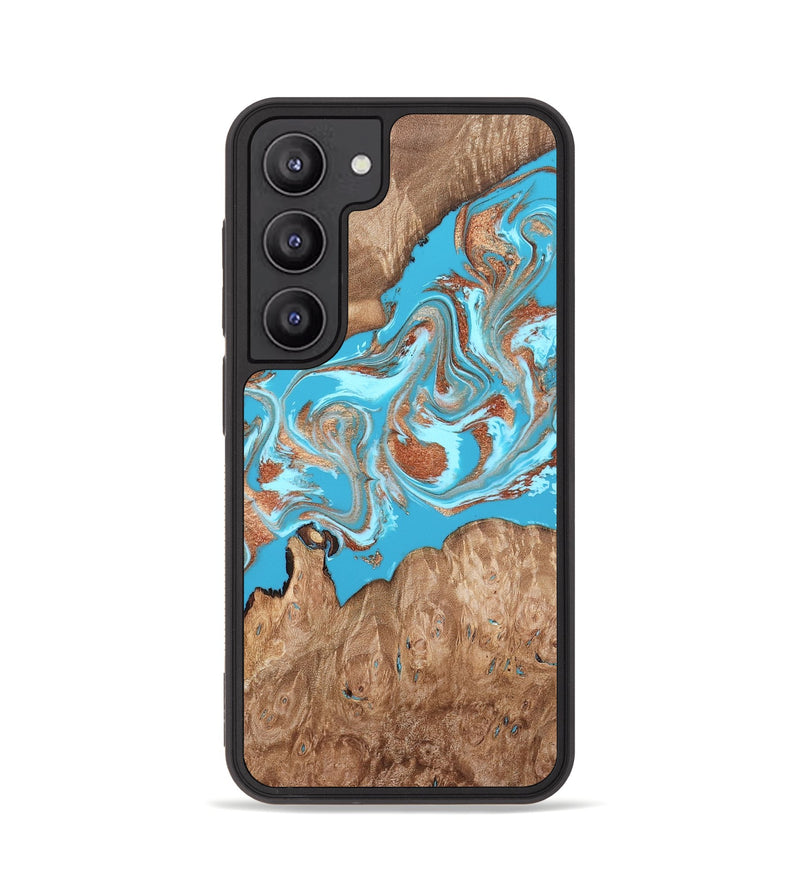 Galaxy S23 Wood Phone Case - Angelo (Teal & Gold, 820115)