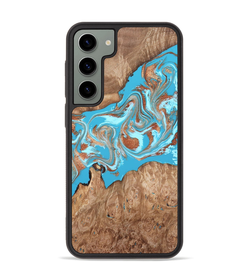 Galaxy S23 Plus Wood Phone Case - Angelo (Teal & Gold, 820115)
