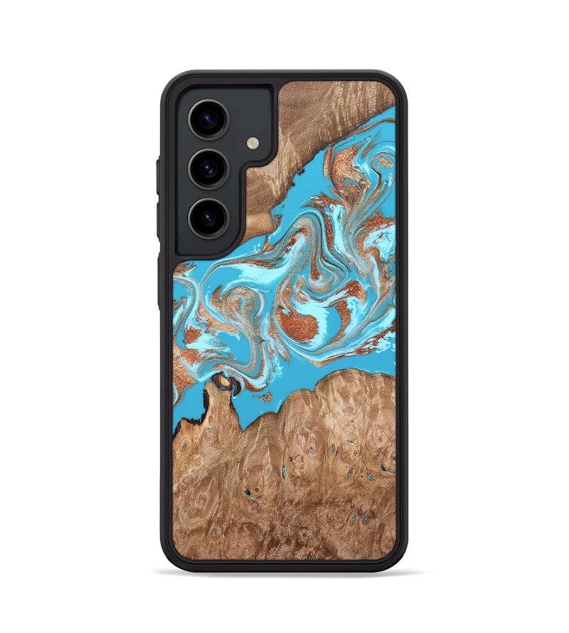 Galaxy S24 Wood Phone Case - Angelo (Teal & Gold, 820115)