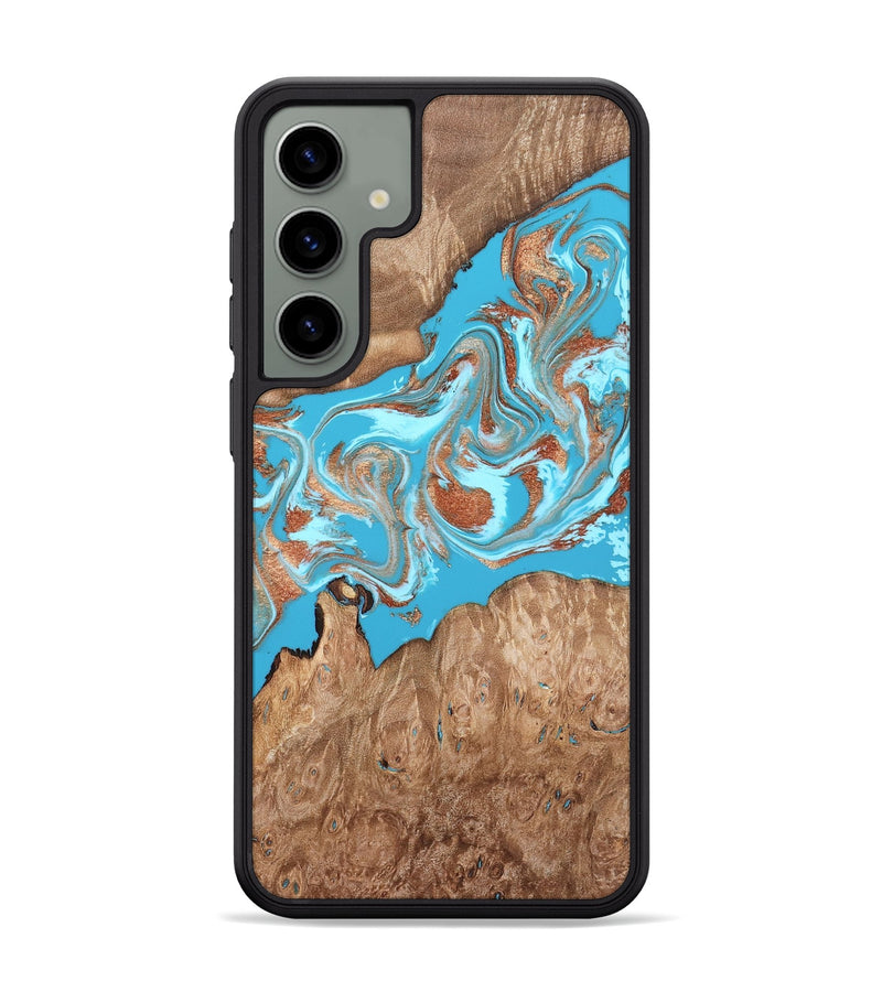 Galaxy S24 Plus Wood Phone Case - Angelo (Teal & Gold, 820115)