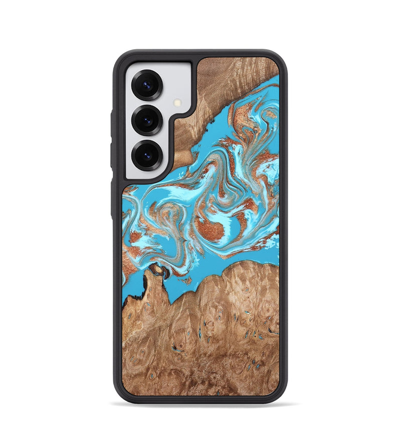 Galaxy S25 Wood Phone Case - Angelo (Teal & Gold, 820115)