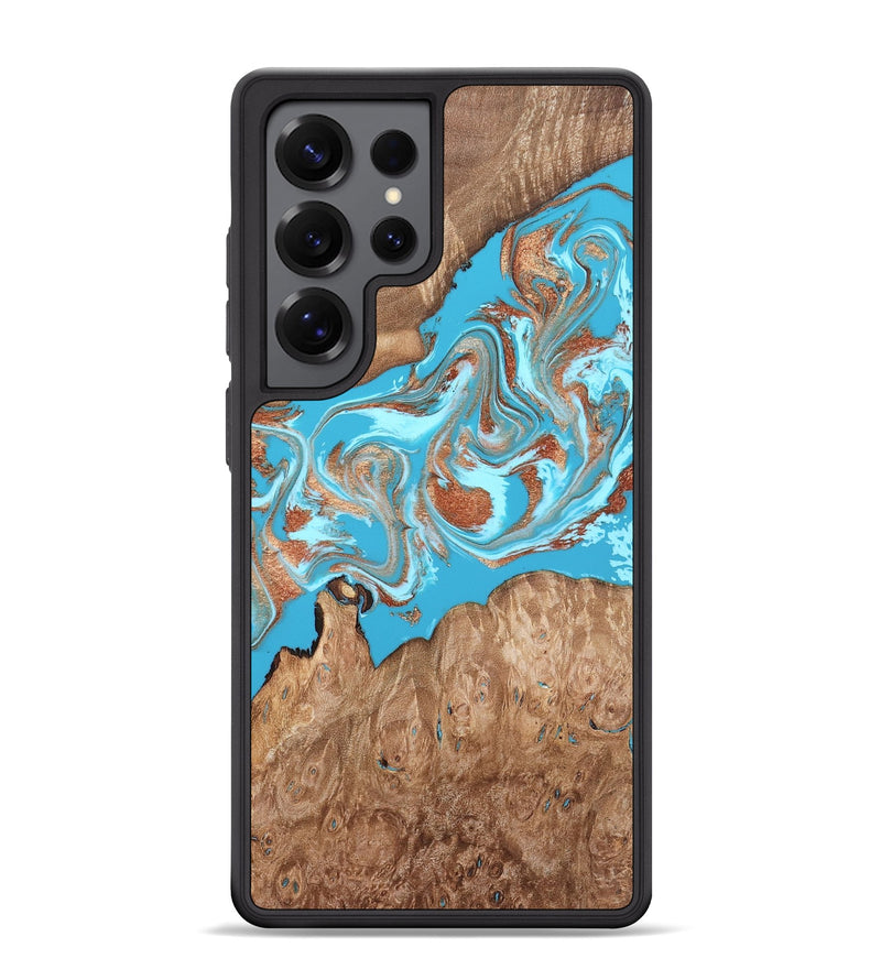 Galaxy S25 Ultra Wood Phone Case - Angelo (Teal & Gold, 820115)