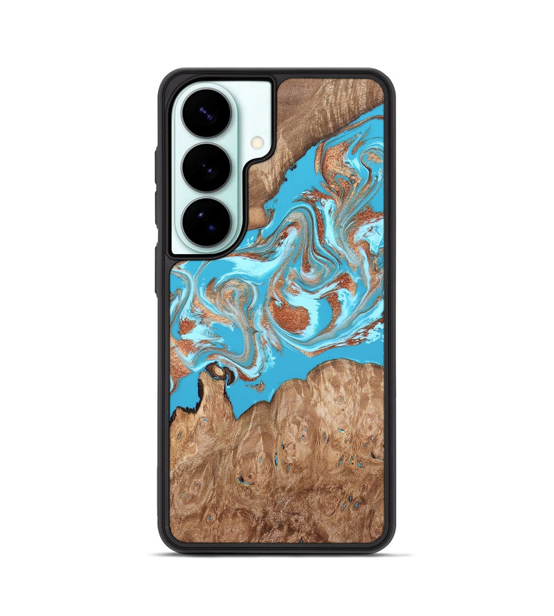 Galaxy S26 Wood Phone Case - Angelo (Teal & Gold, 820115)