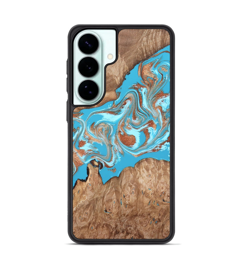 Galaxy S26 Plus Wood Phone Case - Angelo (Teal & Gold, 820115)
