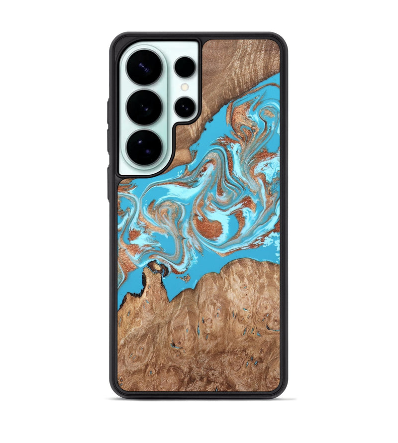 Galaxy S26 Ultra Wood Phone Case - Angelo (Teal & Gold, 820115)