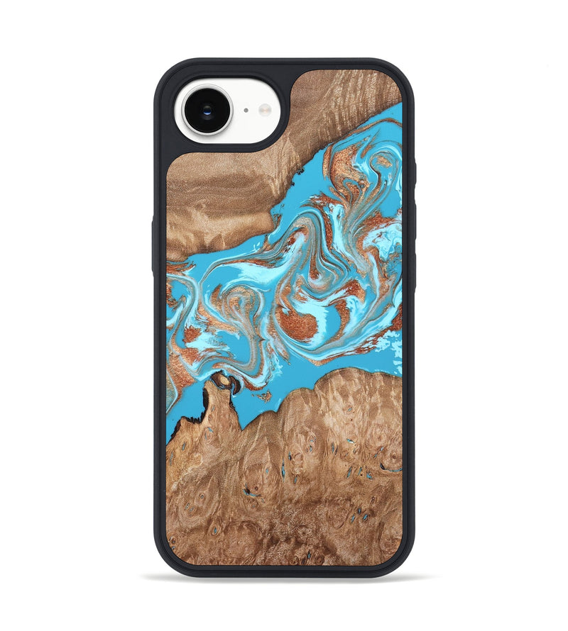iPhone 16e Wood Phone Case - Angelo (Teal & Gold, 820115)