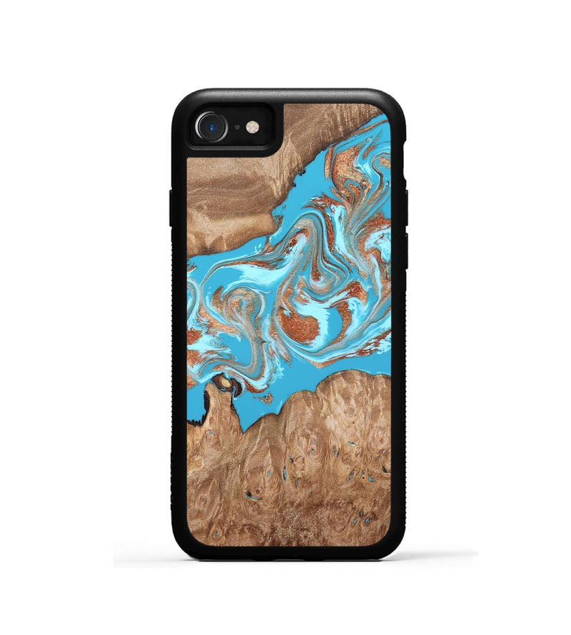 iPhone SE Wood Phone Case - Angelo (Teal & Gold, 820115)