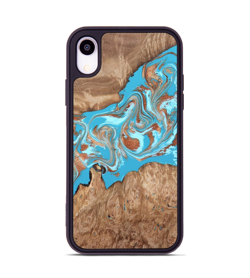 iPhone Xr Wood Phone Case - Angelo (Teal & Gold, 820115)