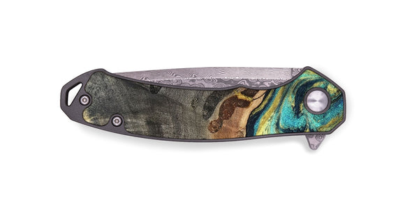 EDC Wood Pocket Knife - Santos (Teal & Gold, 820117)