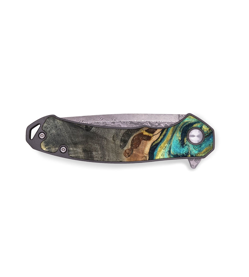 EDC Wood Pocket Knife - Santos (Teal & Gold, 820117)
